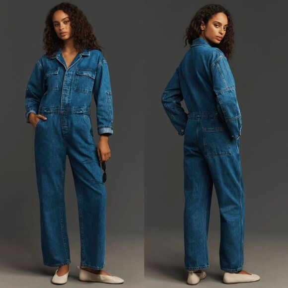 NWOT Ética Larsen Utility Denim Jumpsuit Long Sleeves Size M - Picture 3 of 12